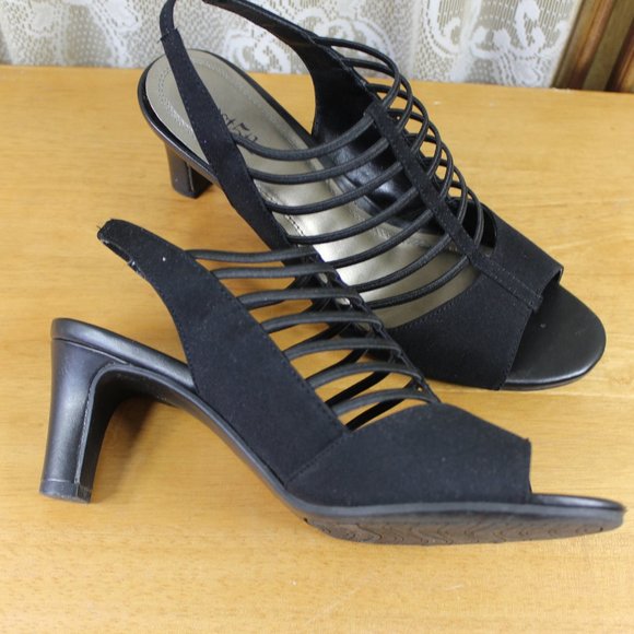 east 5th Women's Neville Heeled  Black Sandals Dress Shoes - Picture 1 of 7